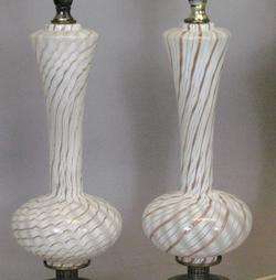   Fratelli Toso Zanfirico Murano Art Glass Lamps c. 1950s Italian  