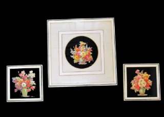   Set of 3 Art DECO Floral Flowers PRINT Wall Hanging Flower by M.BLACK