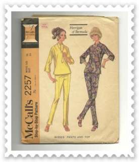 Vintage 60s MOD Chic Slim Pants Tunic Top Pattern B38  