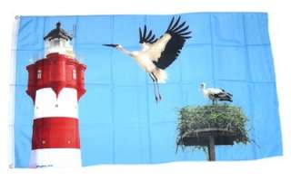 Fahne / Flagge Leuchtturm Storch NEU 90 x 150 cm Fahnen  