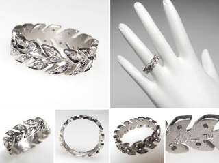 Wreath Motif Estate Eternity Style Diamond Wedding Band Ring Solid 