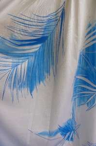 Vintage RETRO FERN Print SILKY Aqua & White 80s Vintage Dress 14 16 