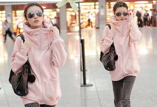 New Fashion Womens Warm Zip Extra Big Hood Jacket Hoodie Coat Cotton 