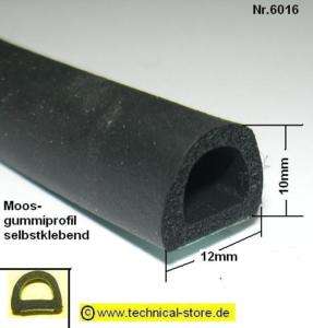 3m (€ 4,95/m) Gummidichtung Dichtprofil selbstklebend 6016  