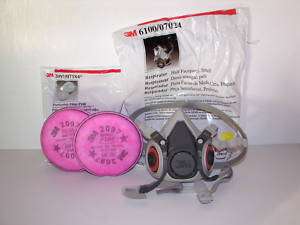 New 3M 6100/07024 Respirator with 2091/07000 Filters  