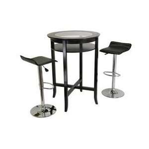   Set, Table with Glass Inset, Air Lift Stools Espresso Electronics