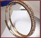 Big Crystal Swarovski Earring Hoop Circle Golden Dia   