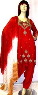 New Bollywood Chiffon Red Wedding Pakistani Eid Shalwar Kameez Salwar 