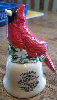 Vintage Cardinal Bird VIRGINIA Souvenir Ceramic Bell  