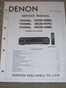 Denon Service/Ops Manual~DCD 580/570/480 CD Player  