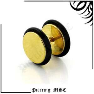   Faux Piercing Plug Acier 316L 10mm Fake Doré Gold