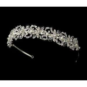  Silver Crystals Pearl Bridal Headband Tiara Jewelry