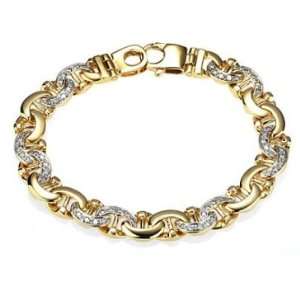 14K Yellow Gold Mens Diamond Handmade Mariner Link Bracelet 8.5 (1 