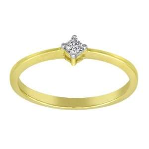 14k Yellow Gold Princess Cut Diamond Promise Ring (.07 cttw, I J Color 