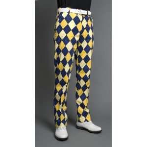 Loudmouth Golf Pants Blue & Gold 34/32 Loud Mouth on PopScreen