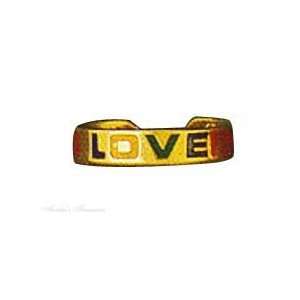   Enameled LOVE Word Hearts 14k Yellow Gold Thin Band Toe Ring Jewelry
