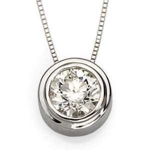   00 Carat Bezel Set Diamond Necklace In 14kt White Gold 18 Jewelry