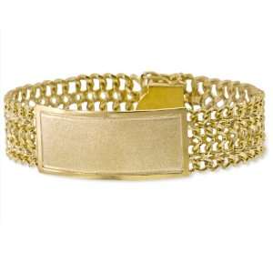    Mens 14k Solid Gold Hand Made Woven ID Link Bracelet Jewelry