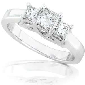  1/2ctw Diamond Princess cut Three stone Ring in 14Kt White 