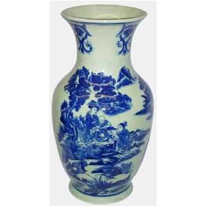  Chinese Antiqued Blue and White Flower Vase Fa Ping with 