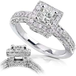  1 Carat Princess Cut Diamond Engagement Ring in 14k White 