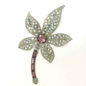    Platinum Plated Swarovski Crystal Flower Brooch / Pin Jewelry