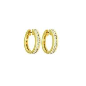 10k Yellow Gold Channel Set Diamond Hoop Earrings (3/4 cttw, J K Color 
