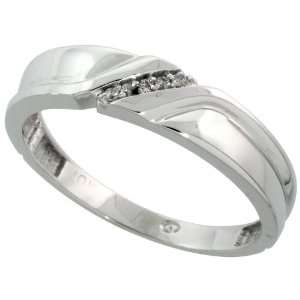 10k White Gold Mens Diamond Wedding Band Ring 0.04 cttw Brilliant Cut 
