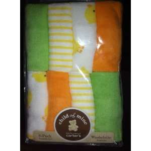 Carters Child of Mine 8 Pack of Neutral Washcloths. Solids & Ducks 