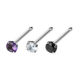   gem Purple, Clear cz, Black Surgical Steel piercing rings 20g 20 gauge