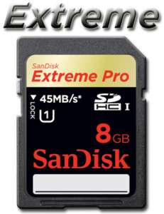 SanDisk 8GB 8G Extreme Pro SD SDHC Card 45 MB/s UHS 1  