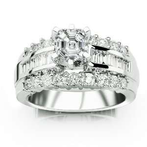  14k White Gold Princess Cut Wedding Ring Only with a 0.98 Carat 