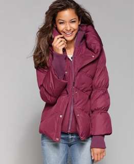 Steve Madden Coat, Short Pillow Collar Quilted Puffer with Knit 