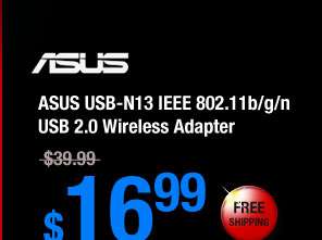 imgA   ASUS USB N13 IEEE 802.11b/g/n USB 2.0 Wireless Adapter
