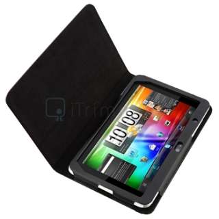 Leather Case+LCD Film+Stylus+Headset For HTC Flyer Tab  