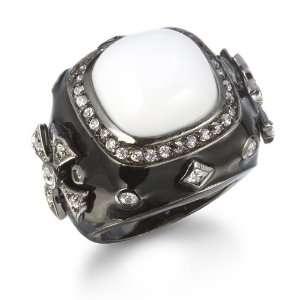  PRINCESS CAB WHITE AGATE RING CHELINE Jewelry