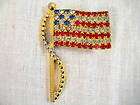 Vtg 1976 Rhinestone American Flag Pin Brooch Costume Je