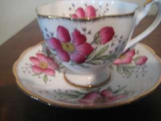   TEACUP & SAUCER, QUEEN ANNE; COUNTRY GARDEN COLLECTION PEONY  