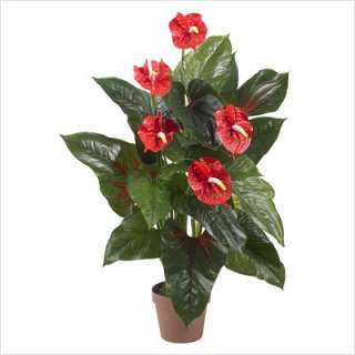 NearlyNatural 36 Silk Anthurium Plant in Red 6619 810709009521  