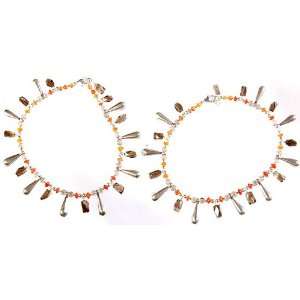  Smoky Quartz and Carnelian Anklets with Spikes (Price Per 