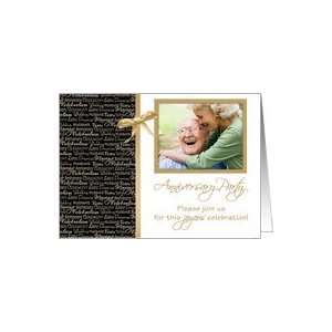 Anniversary Party, Gold & Black, Photo Card Template Card