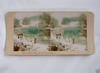 ANTIQUE STEREOVIEW TINTED PHOTO GUESTS OLD MILITARY HOME DAYTON OHIO 
