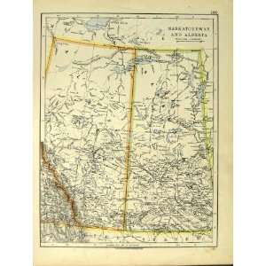 1912 Map Saskatchewan Alberta Canada British Columbia 