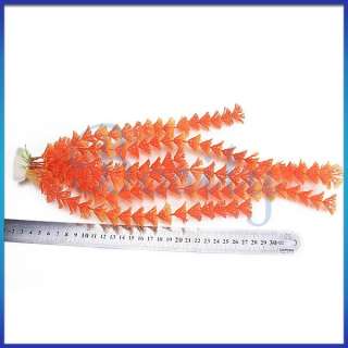 10pcs Orange Plastic Aquarium Fish Tank Plants Coral Grass Ornament 