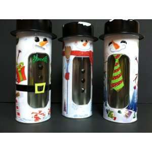  SNOWMAN WINDOW TIN WITH HAT   ASSORTED