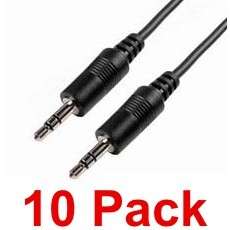 10 pack 2 ft 3.5mm 1/8 AUX auxiliary audio input cable  