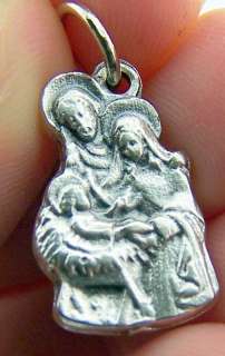 Mini Charm Bracelet Medal Silver Gild Nativity Scene Mary Joseph Baby 