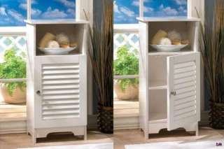 Set of 2 Nantucket White Storage Cabinet Night Stands with Louvered 