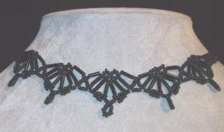 Black Beaded Princess Necklace Dangle Handmade Beads  