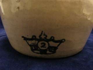 Vintage Bean Pot 2 Blue Crown R Ransbottom USA  